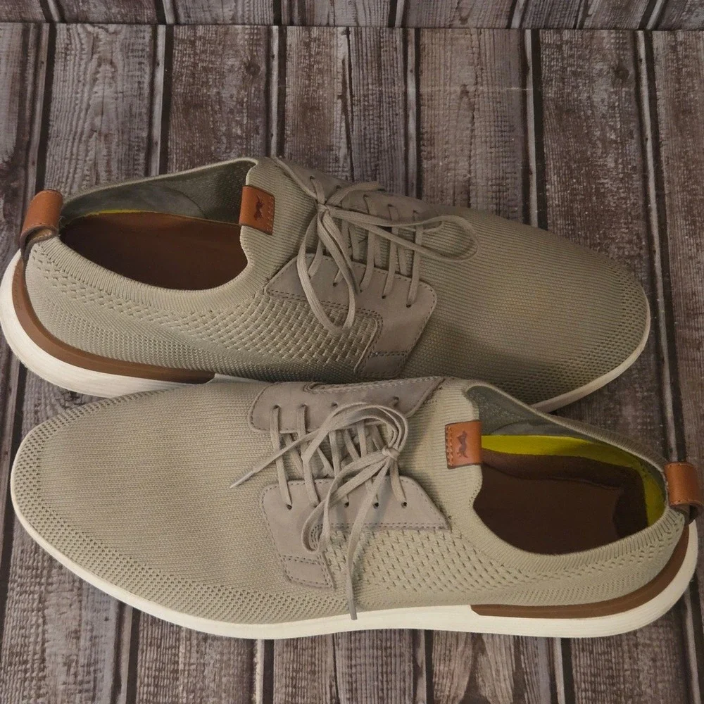 Sz 13 Mens Wolf & Shepherd SwiftKnit Derby Sand Knit Leather Casual Shoes VGUC